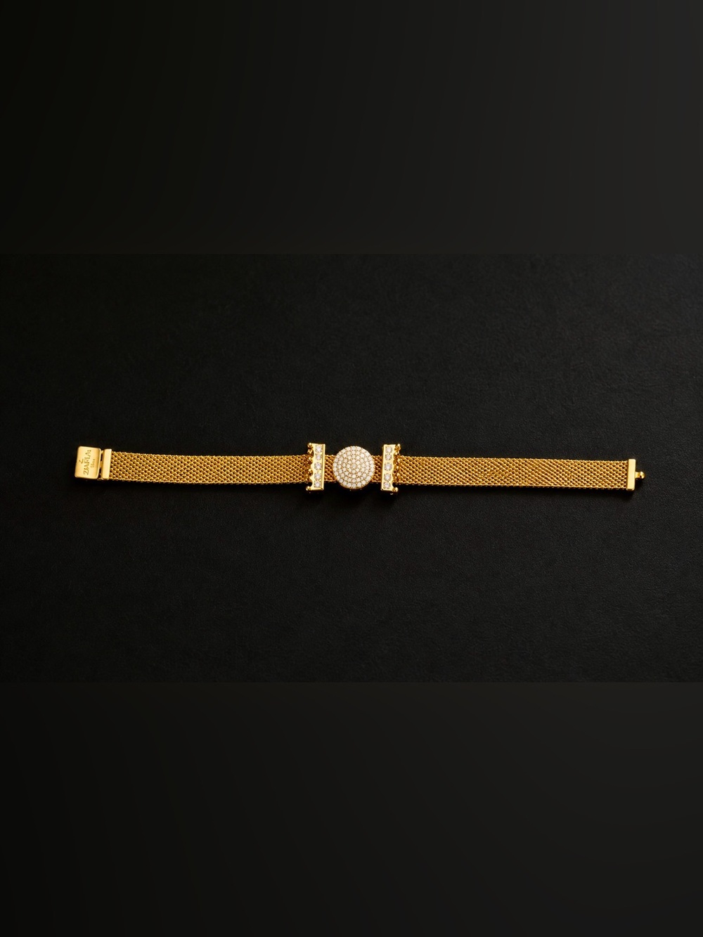 Pandora Gold Mesh Slider Bracelet with  Rose Gold Charms